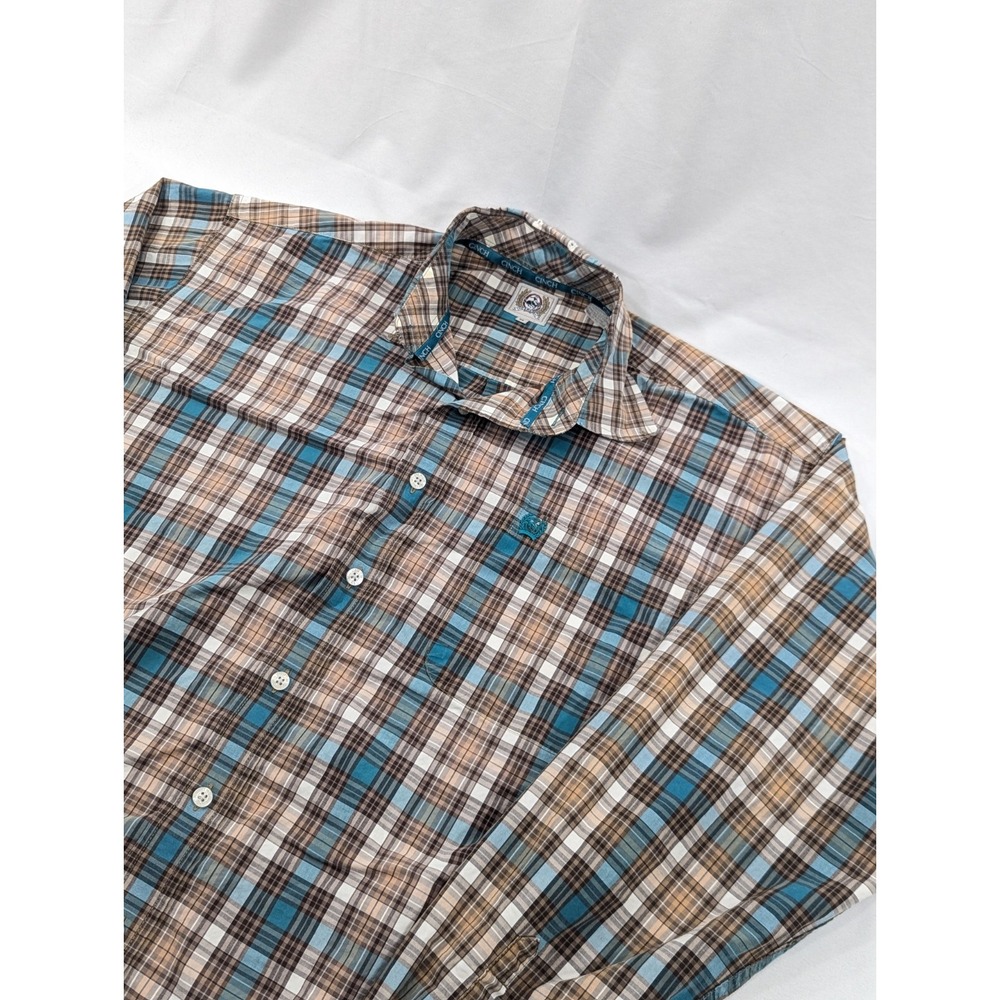 Cinch Long Sleeve Western Shirt Mens Medium Real Beige Plaid Casual Button Down